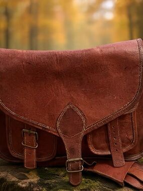 🍓Classic Brown Leather Messenger Bag "Satchel"
